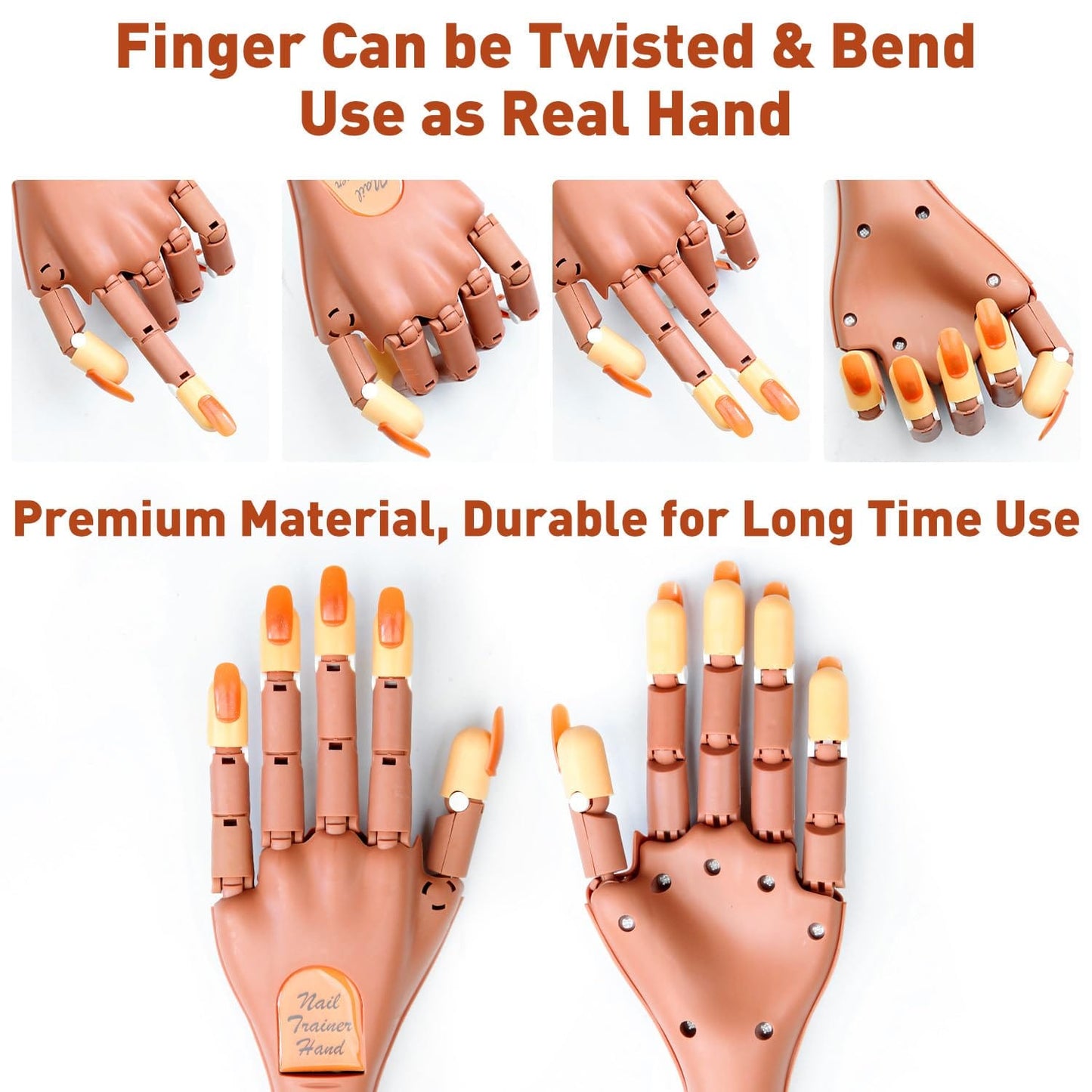 bornbyme Nail PRODUCT Acrylic Nails Flexible Practice Fake Hand