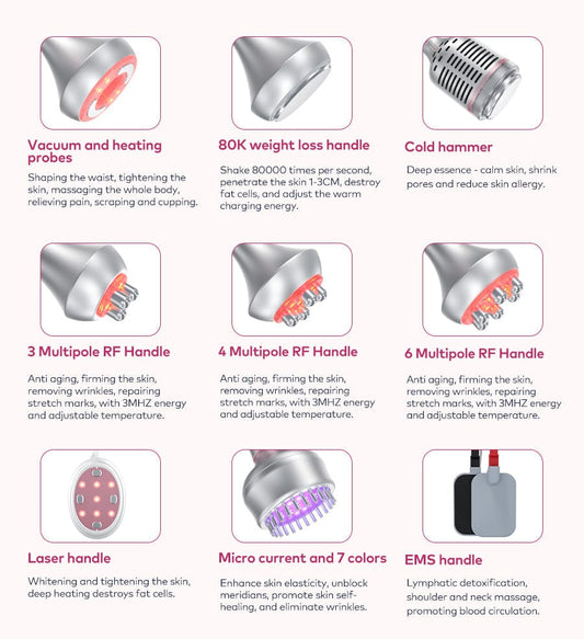 Bornbyme Ultrasonic Cavitation Machine 9 In 1 80K Body Sculpting Cavitation Machine with EMS Therapy