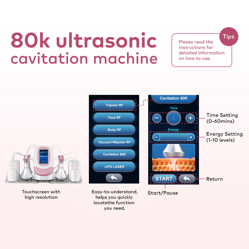 6 IN 1 with Lipo Laser 80K Ultrasonic Cavitation Anti Cellulite Body Shaping Slimming Machine
