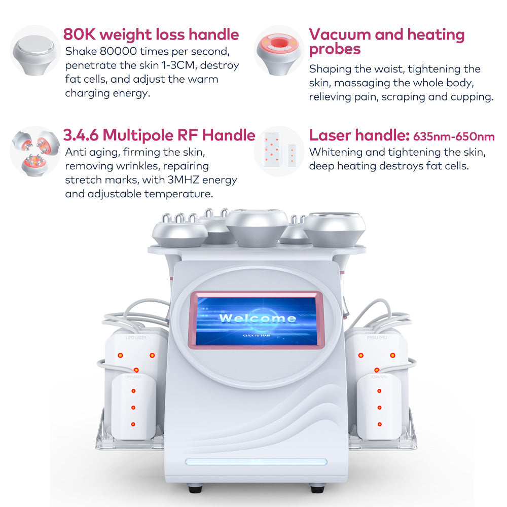 6 In 1 80K Ultrasonic Cavitation Body Sculpting Machine with Laser for Fat Reduction