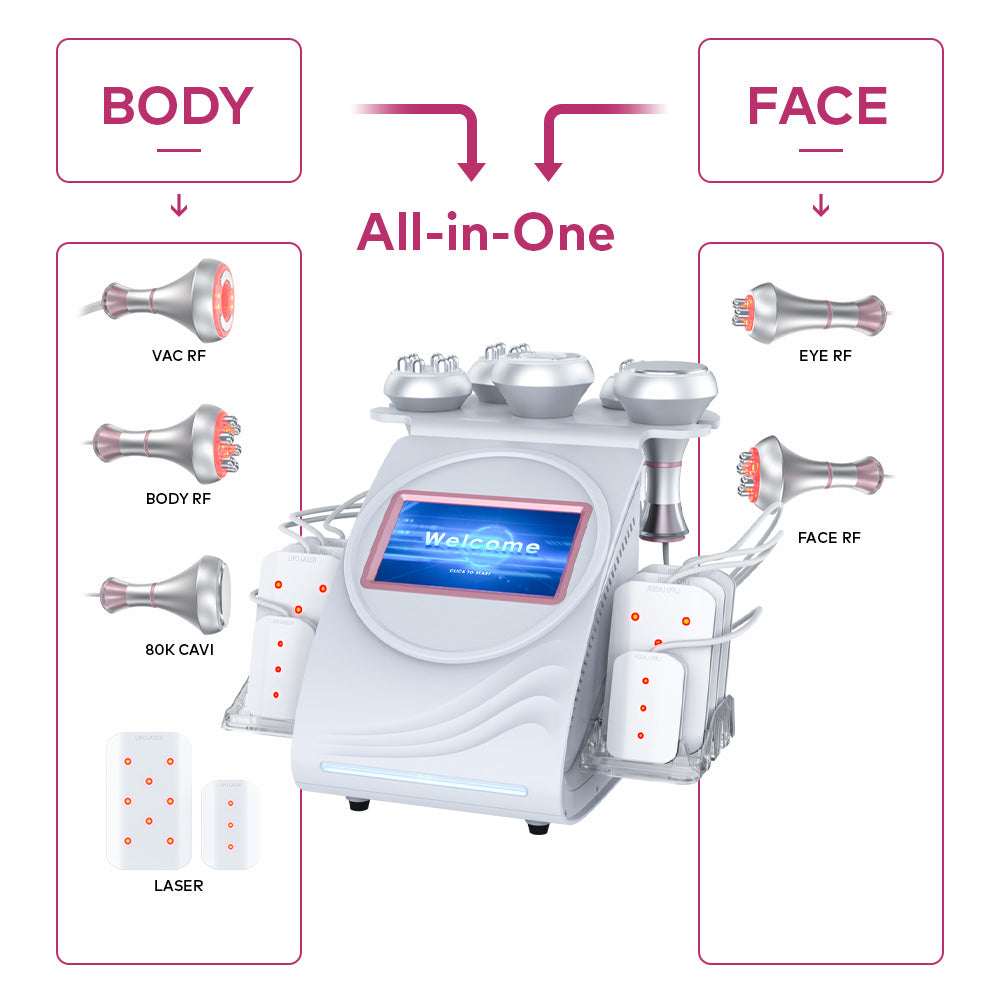 6 In 1 80K Ultrasonic Cavitation Body Sculpting Machine with Laser for Fat Reduction