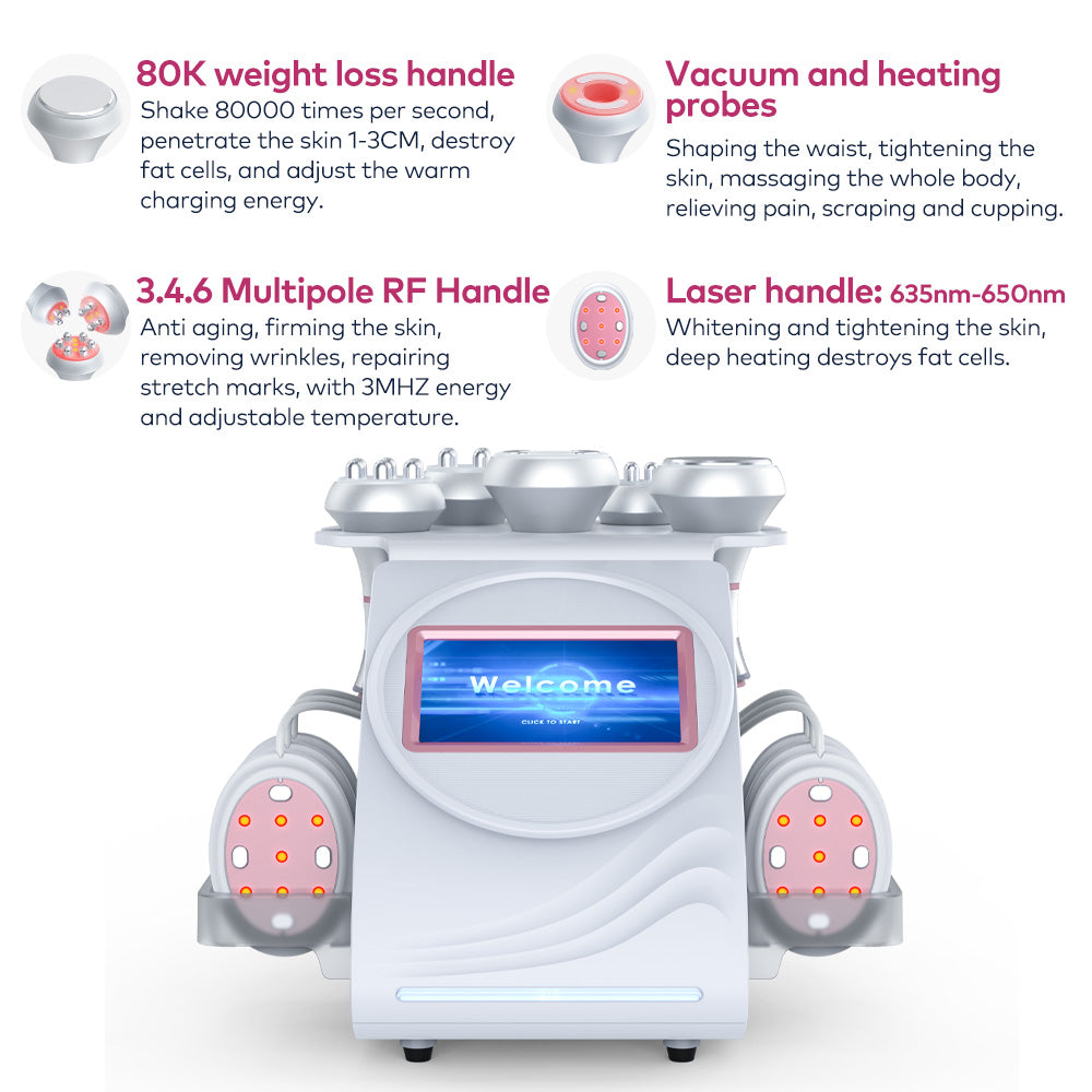 6 In 1 80K Ultrasonic Cavitation Machine Body Sculpting for Fat Reduction with EMS Therapy