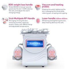 6 In 1 80K Ultrasonic Cavitation Machine Body Sculpting for Fat Reduction with EMS Therapy