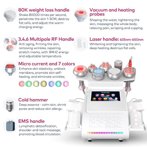 80K 9 IN 1 Ultrasonic Cavitation Body Sculpting Machine with Laser