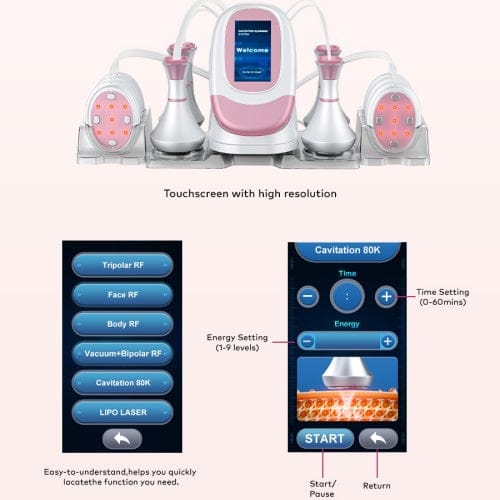 Bornbyme Body & Facial Massager 6 IN 1 with EMS 80K Ultrasonic Cavitation Anti Cellulite Body Shaping Slimming Machine