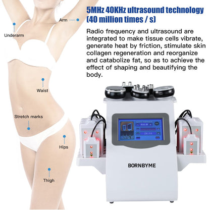 Bornbyme Body & Facial Massager Bornbyme 6-in-1 40K Laser Body Shaping Cavitation Device: Body sculpting, improves skin texture.