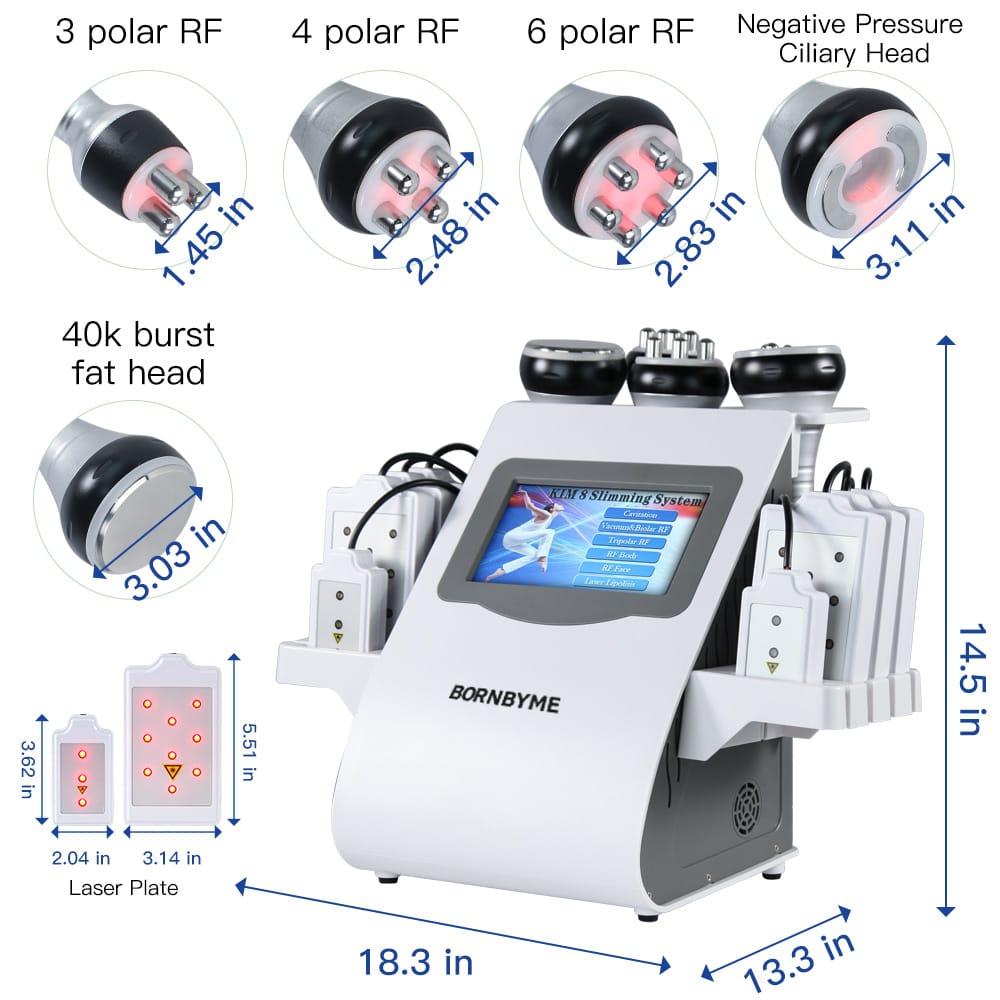 Bornbyme Body & Facial Massager Bornbyme 6-in-1 40K Laser Body Shaping Cavitation Device: Body sculpting, improves skin texture.