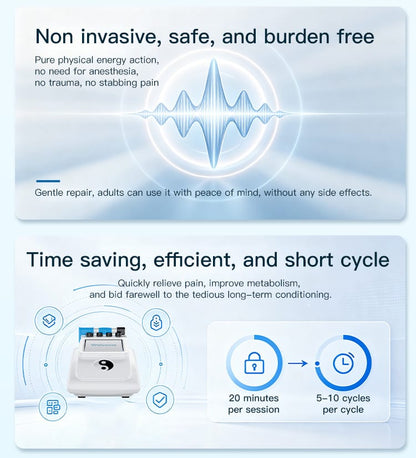 Bornbyme Body & Facial Massager Professional Shockwave Therapy Machine for Fast Pain Relief and Deep Tissue Recovery
