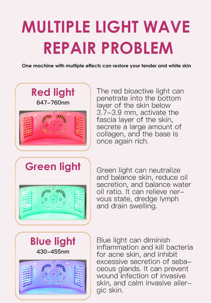Bornbyme LED Light Therapy 7 Color LED Light Therapy for Face with Hydrating Spectrometer Plus 372 Light Beads