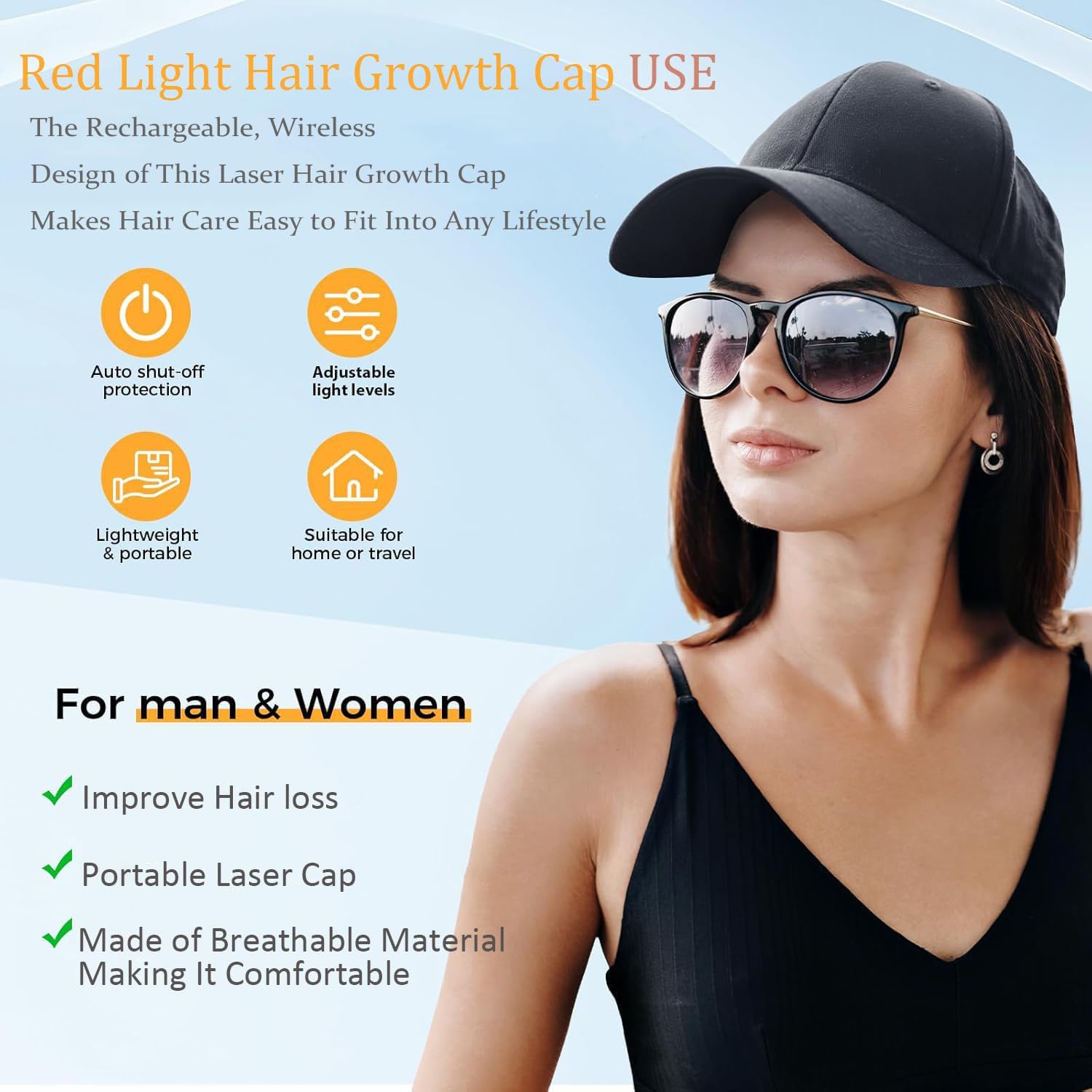 Bornbyme LED Light Therapy Red Light Therapy Cap for Hair Growth Laser Hat