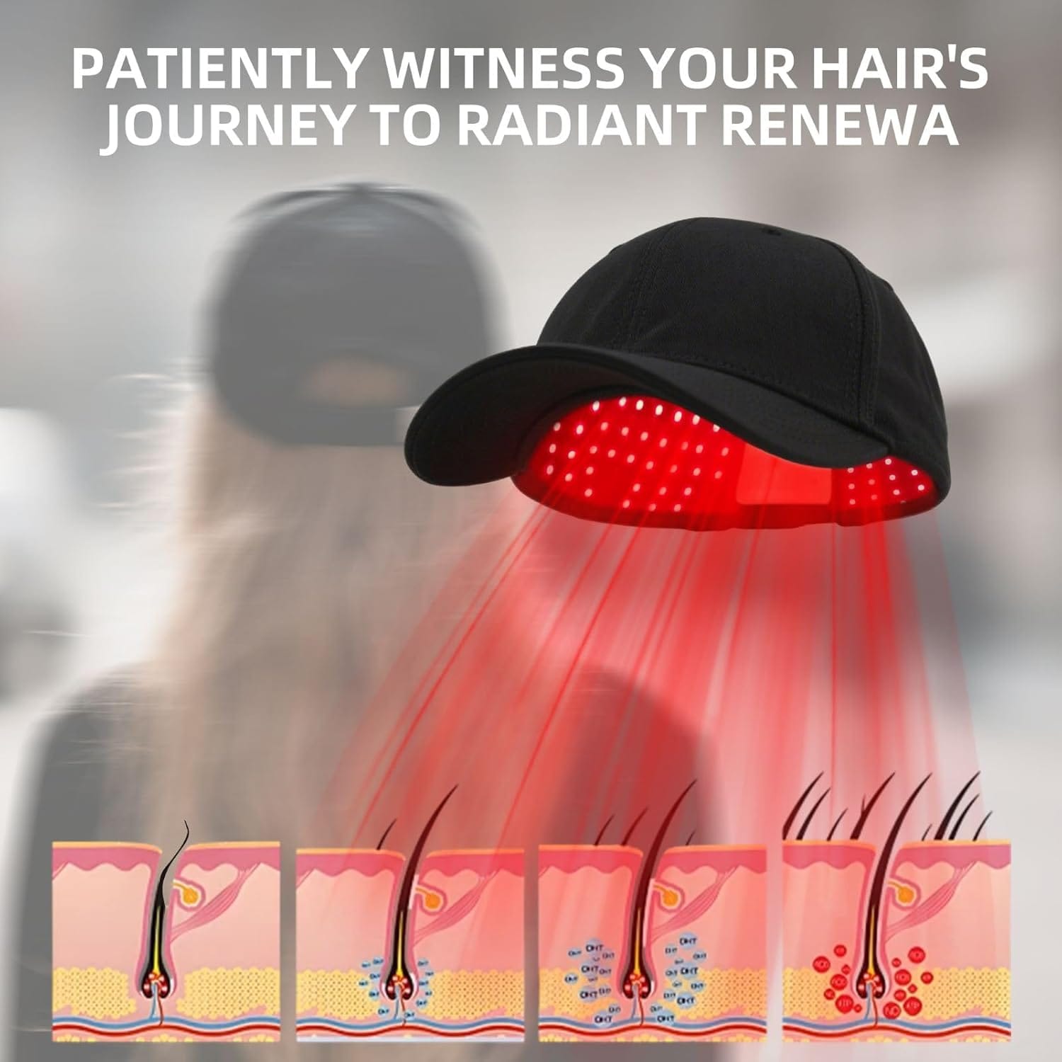 Bornbyme LED Light Therapy Red Light Therapy Cap for Hair Growth Laser Hat