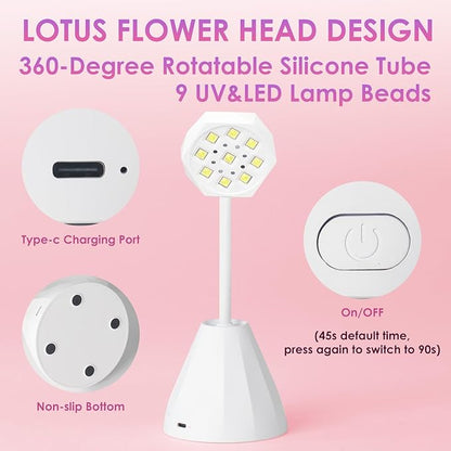 bornbyme Nail Product 30W Rechargeable Smart UV Lamp Flower