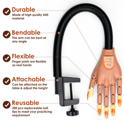 bornbyme Nail PRODUCT Acrylic Nails Flexible Practice Fake Hand