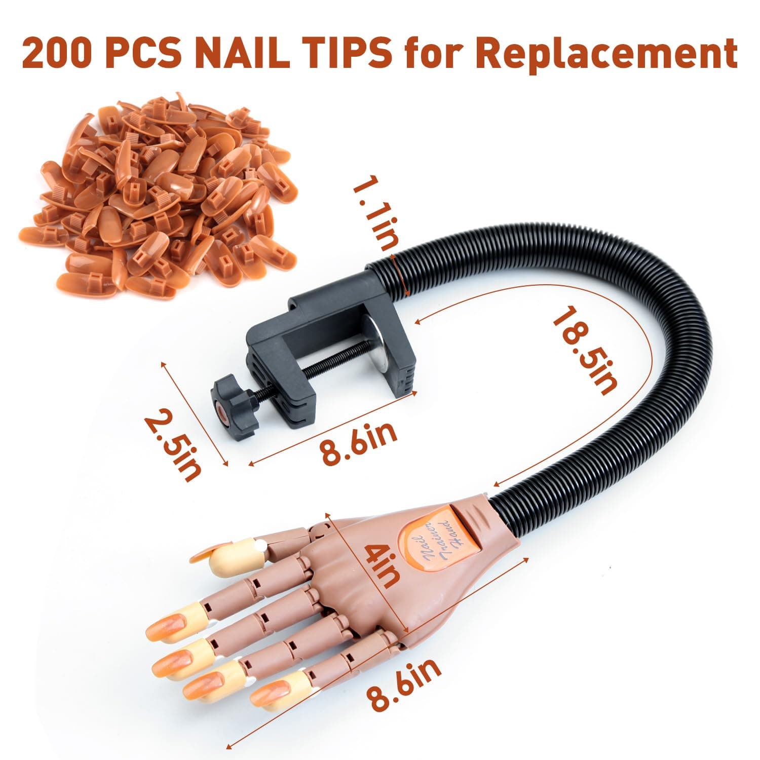 bornbyme Nail PRODUCT Acrylic Nails Flexible Practice Fake Hand