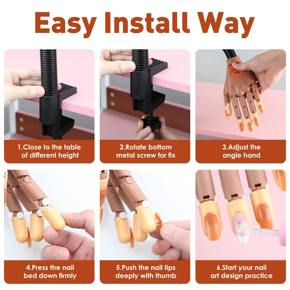 bornbyme Nail PRODUCT Acrylic Nails Flexible Practice Fake Hand