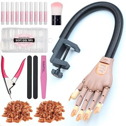 bornbyme Nail Product Flase Acrylic Nail Practice Hand Complete Kit