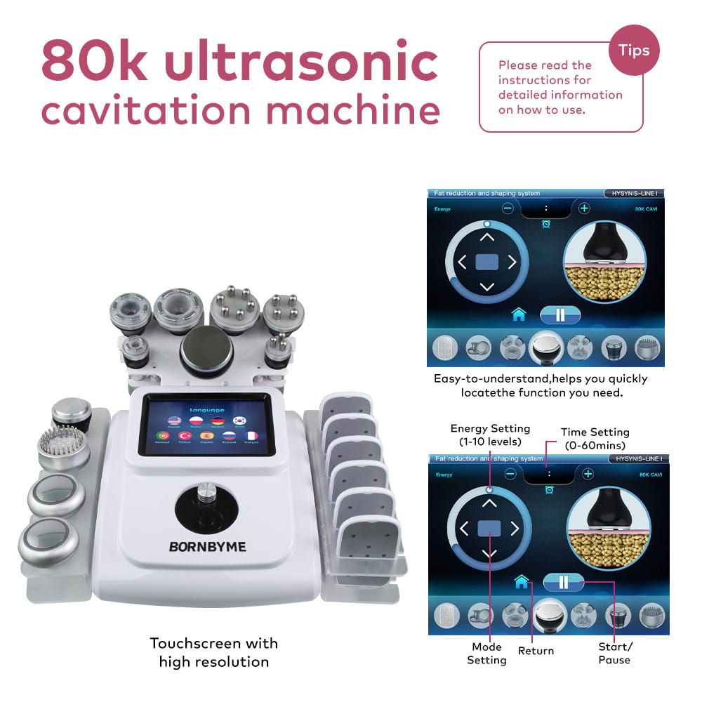 Bornbyme Ultrasonic Cavitation Machine 11 In 1 80K Body Sculpting Cavitation Machine with Laser