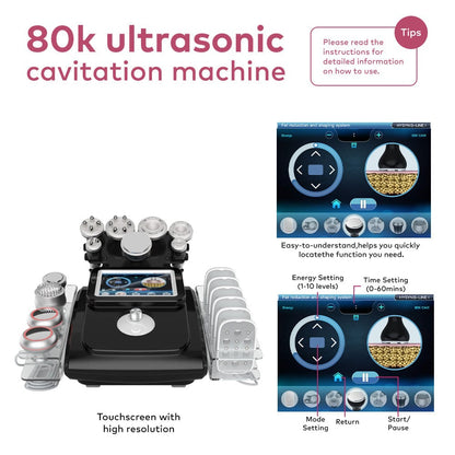 Bornbyme Ultrasonic Cavitation Machine 11 In 1 80K Body Sculpting Cavitation Machine with Laser Fat Reduction Black