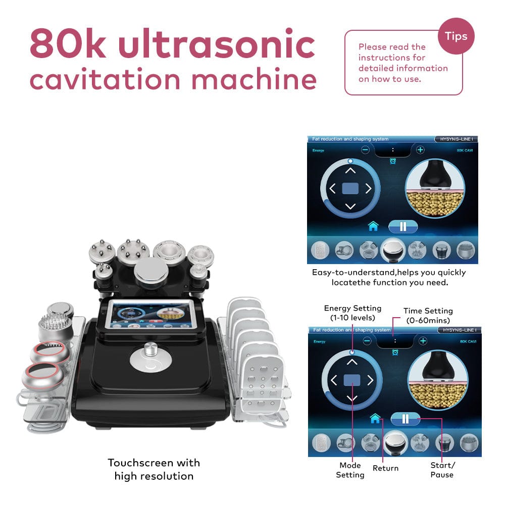 Bornbyme Ultrasonic Cavitation Machine 11 In 1 80K Body Sculpting Cavitation Machine with Laser Fat Reduction Black