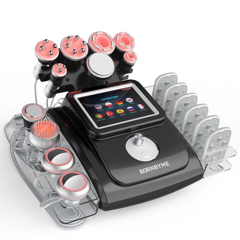 Bornbyme Ultrasonic Cavitation Machine 11 In 1 80K Body Sculpting Cavitation Machine with Laser Fat Reduction Black