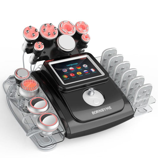 Bornbyme Ultrasonic Cavitation Machine 11 In 1 80K Body Sculpting Cavitation Machine with Laser Fat Reduction Black