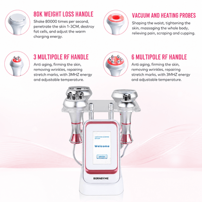 Bornbyme Ultrasonic Cavitation Machine 4 IN 1 80K Ultrasonic Cavitation RF Machine for Body Contouring & Skin Tightening