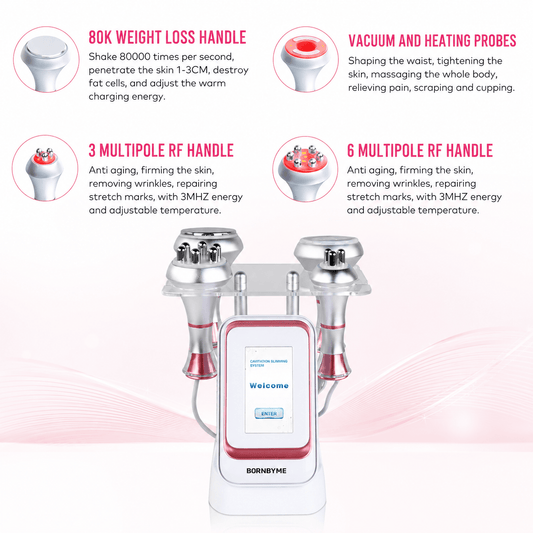 Bornbyme Ultrasonic Cavitation Machine 4 IN 1 80K Ultrasonic Cavitation RF Machine for Body Contouring & Skin Tightening