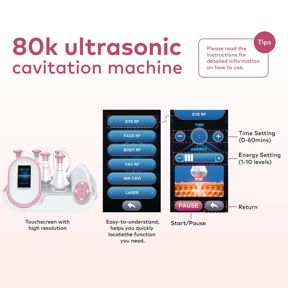 bornbyme Ultrasonic Cavitation Machine 6 IN 1 80K Cavitation Body Sculpting Machine Anti Cellulite