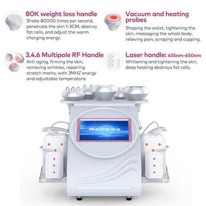 Bornbyme Ultrasonic Cavitation Machine 6 In 1 80K Ultrasonic Cavitation Body Sculpting Machine with Laser for Fat Reduction