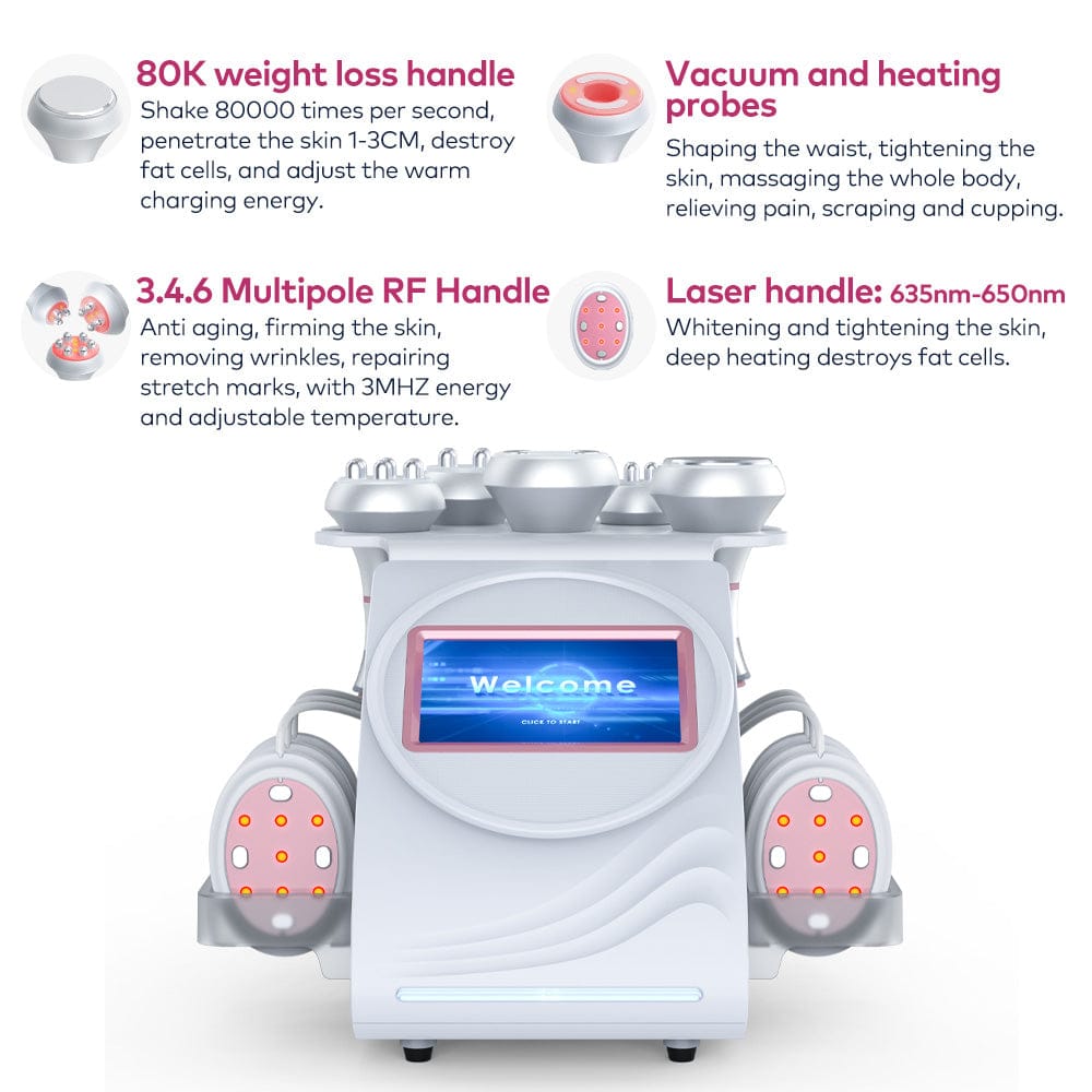 Bornbyme Ultrasonic Cavitation Machine 6 In 1 80K Ultrasonic Cavitation Machine Body Sculpting for Fat Reduction with EMS Therapy
