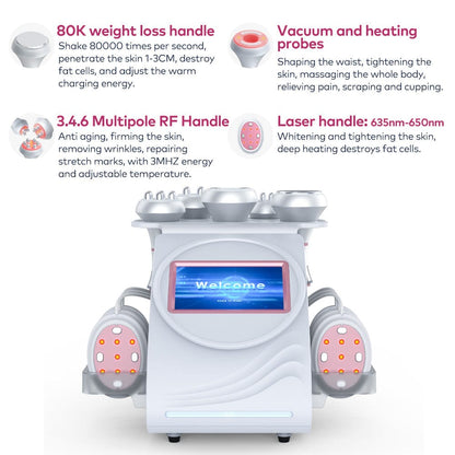 Bornbyme Ultrasonic Cavitation Machine 6 In 1 80K Ultrasonic Cavitation Machine Body Sculpting for Fat Reduction with EMS Therapy