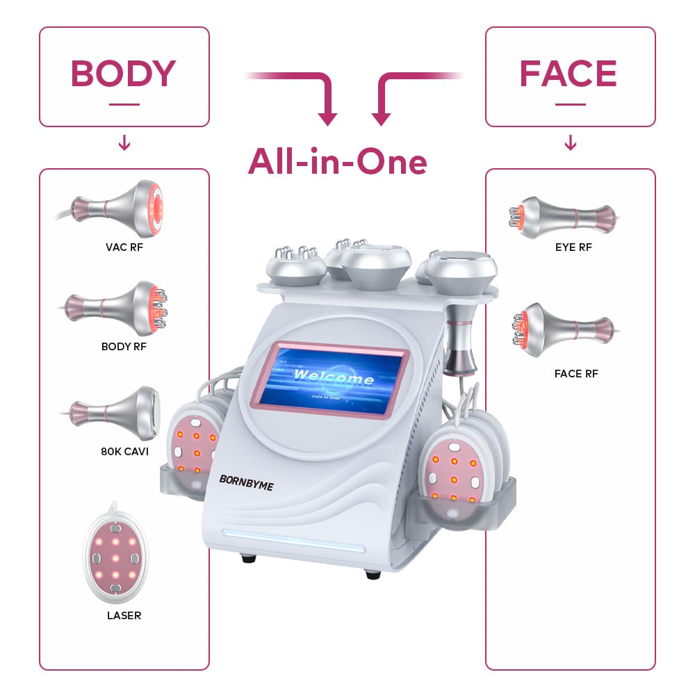 Bornbyme Ultrasonic Cavitation Machine 6-in-1 80K Ultrasonic Cavitation Shaping Device - Radio Frequency Beauty Instrument
