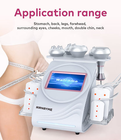 Bornbyme Ultrasonic Cavitation Machine 6-in-1 Cavitation Machine with 80K Ultrasonic, RF, Vacuum & Laser for Body Contouring and Fat Loss