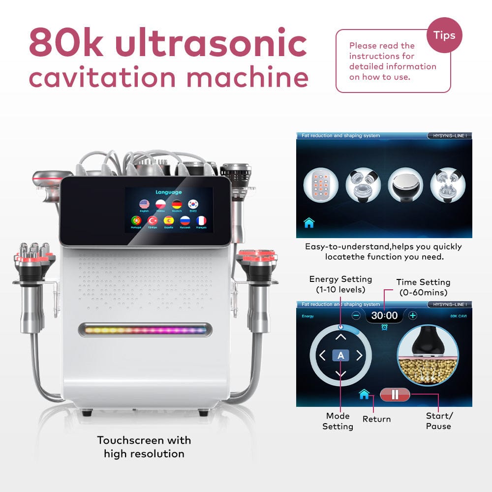 Bornbyme Ultrasonic Cavitation Machine 80K 11 In 1 Body Sculpting Cavitation Machine with Laser Negative Pressure for Fat Reduction