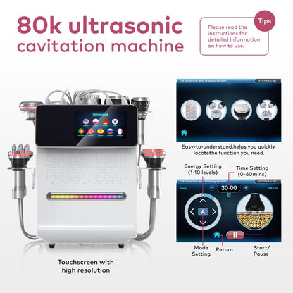 Bornbyme Ultrasonic Cavitation Machine 80K 11 In 1 Body Sculpting Cavitation Machine with Laser Negative Pressure for Fat Reduction