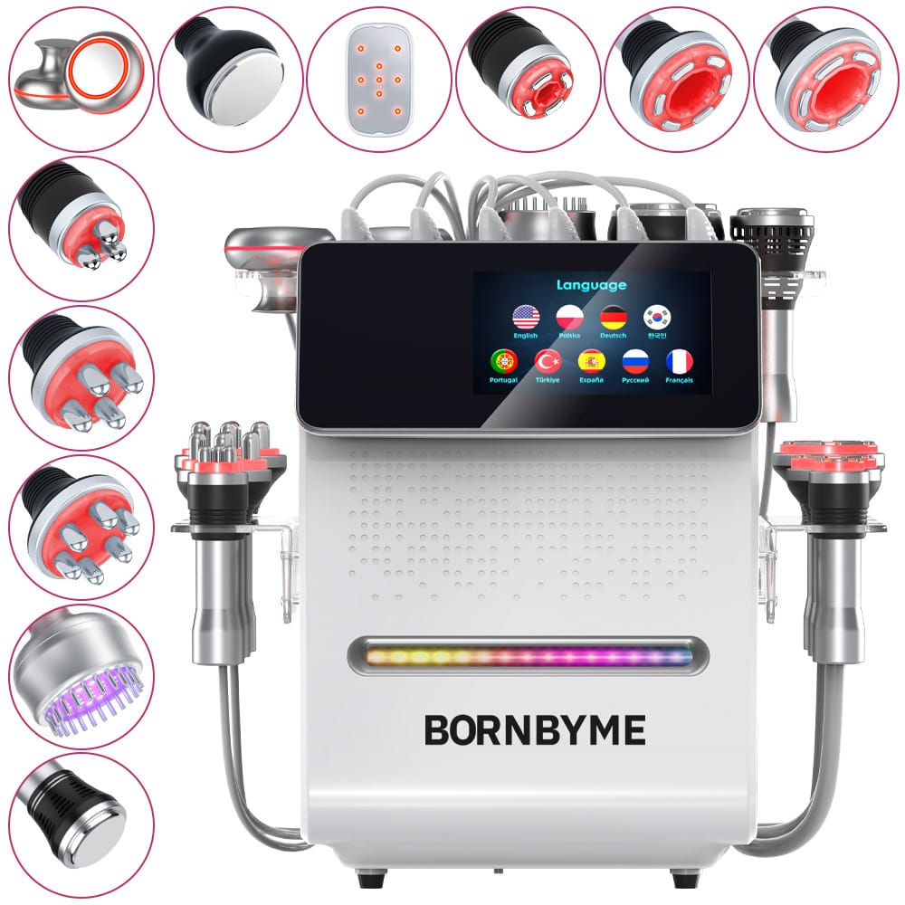 Bornbyme Ultrasonic Cavitation Machine 80K 11 In 1 Body Sculpting Cavitation Machine with Laser Negative Pressure for Fat Reduction