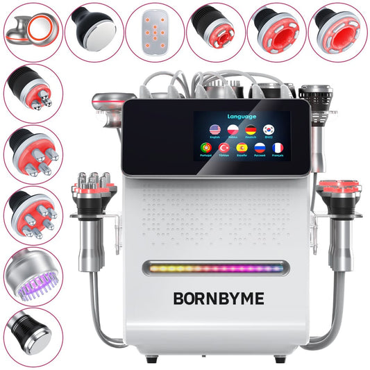 Bornbyme Ultrasonic Cavitation Machine 80K 11 In 1 Body Sculpting Cavitation Machine with Laser Negative Pressure for Fat Reduction