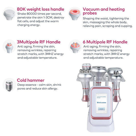 Bornbyme Ultrasonic Cavitation Machine 80K 5 IN 1 Ultrasonic Cavitation Machine Body Sculpt Fat Device
