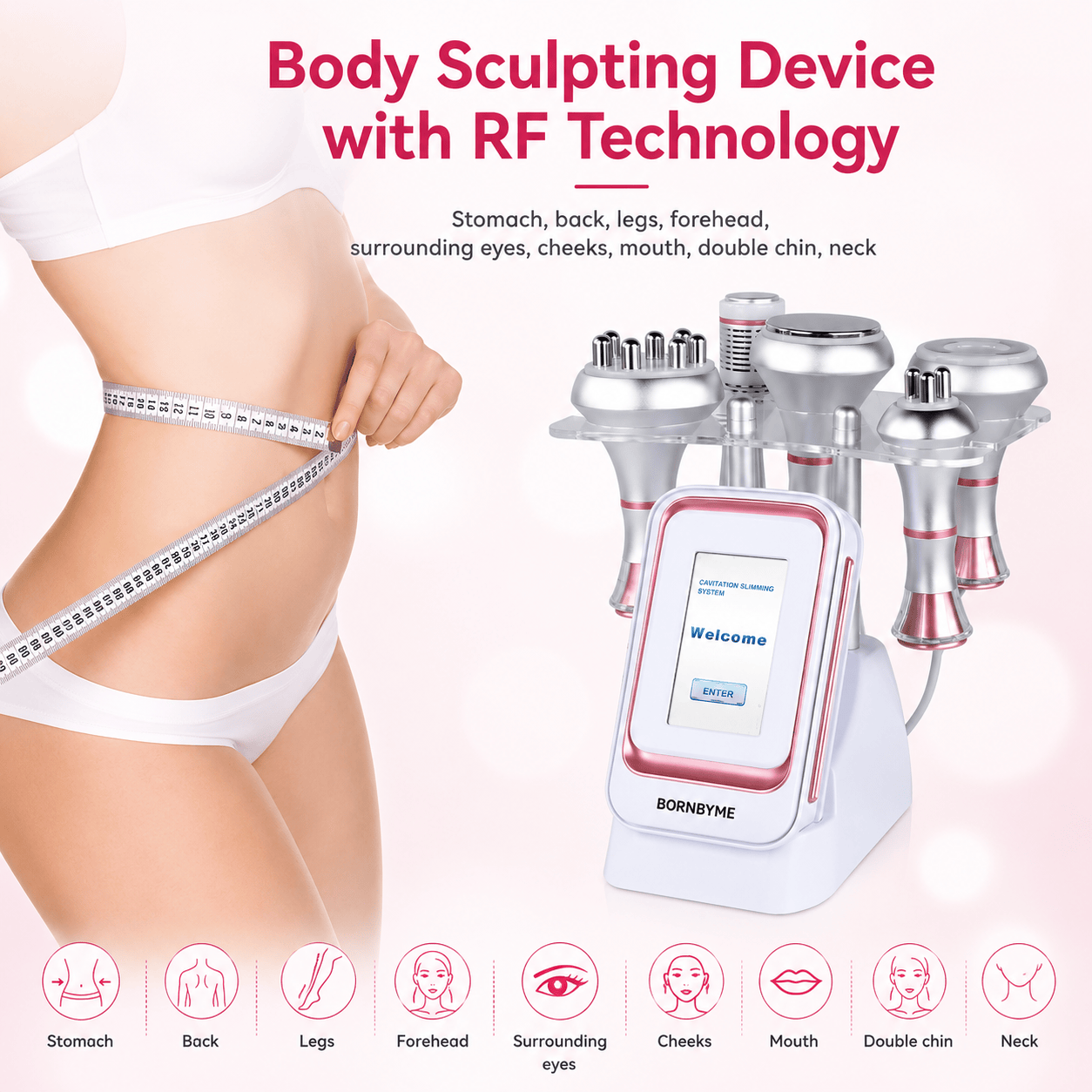 Bornbyme Ultrasonic Cavitation Machine 80K 5 IN 1 Ultrasonic Cavitation Machine Body Sculpt Fat Device