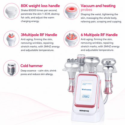 Bornbyme Ultrasonic Cavitation Machine 80K 5 IN 1 Ultrasonic Cavitation Machine Body Sculpt Fat Device