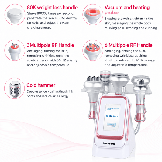 Bornbyme Ultrasonic Cavitation Machine 80K 5 IN 1 Ultrasonic Cavitation Machine Body Sculpt Fat Device