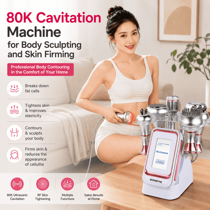 Bornbyme Ultrasonic Cavitation Machine 80K 6 IN 1 Ultrasonic Cavitation Radio Frequency Skin Tightening Machine
