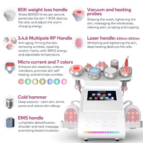 Bornbyme Ultrasonic Cavitation Machine 80K 9 IN 1 Ultrasonic Cavitation Body Sculpting Machine with EMS