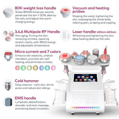 bornbyme Ultrasonic Cavitation Machine 80K 9 IN 1 Ultrasonic Cavitation Body Sculpting Machine with Laser