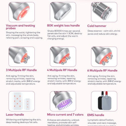 bornbyme Ultrasonic Cavitation Machine 80K 9 IN 1 Ultrasonic Cavitation Body Sculpting Machine with Laser