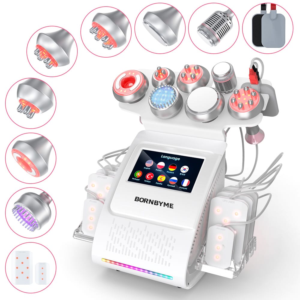 bornbyme Ultrasonic Cavitation Machine 80K 9 IN 1 Ultrasonic Cavitation Body Sculpting Machine with Laser