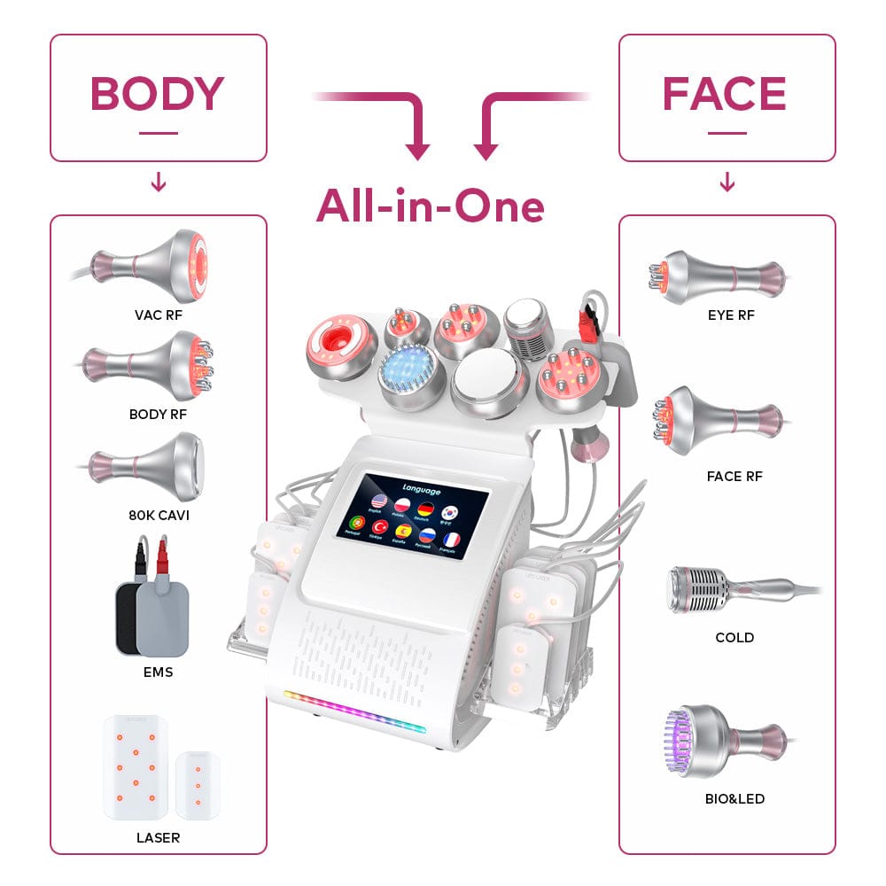 bornbyme Ultrasonic Cavitation Machine 80K Ultrasonic Cavitation Machine 9 IN 1 with Lipolaser Pads SD085