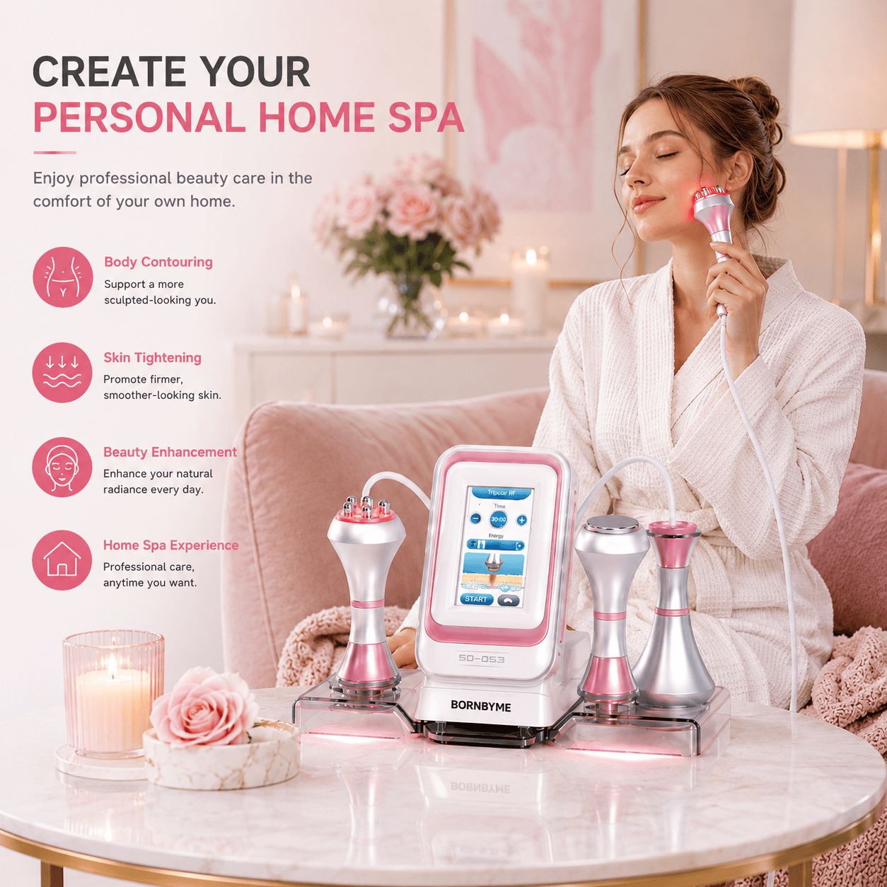 bornbyme Ultrasonic Cavitation Machine 80K Ultrasonic Cavitation & RF Body Sculpting Machine for Home & Salon Use