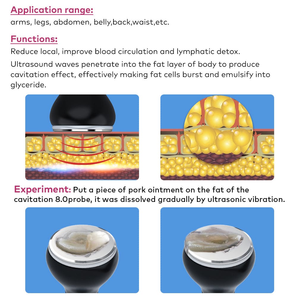 Bornbyme Ultrasonic Cavitation Machine 80kHz Radio Frequency Ultrasonic Vacuum Cavitation System 4-in-1 For Fat Burning Body Sculpting And Firming