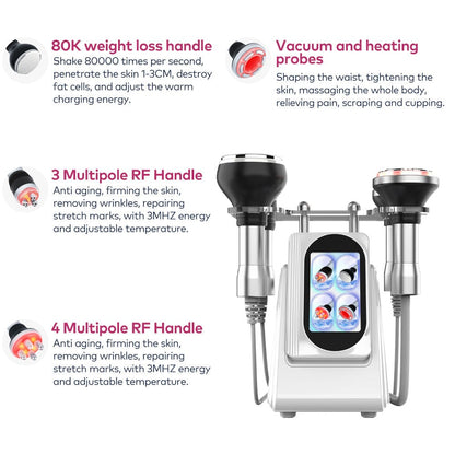 Bornbyme Ultrasonic Cavitation Machine 80kHz Radio Frequency Ultrasonic Vacuum Cavitation System 4-in-1 For Fat Burning Body Sculpting And Firming
